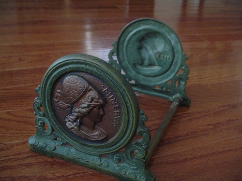 ANTIQUE JUDD MINERVA ADJUSTABLE TELESCOPING BOOK RACK HOLDER CAST IRON BRASS 