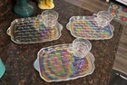 Vintage 1950s Federal Glass Yorktown Iridescent 6 Piece Snack Plate Set