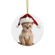 Oriental Kitten - Ceramic Christmas Ornament - Printed in USA