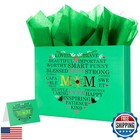 ysmile Large Mother Day Gift Bag with Tissue Paper Best Mom Love Heart Green