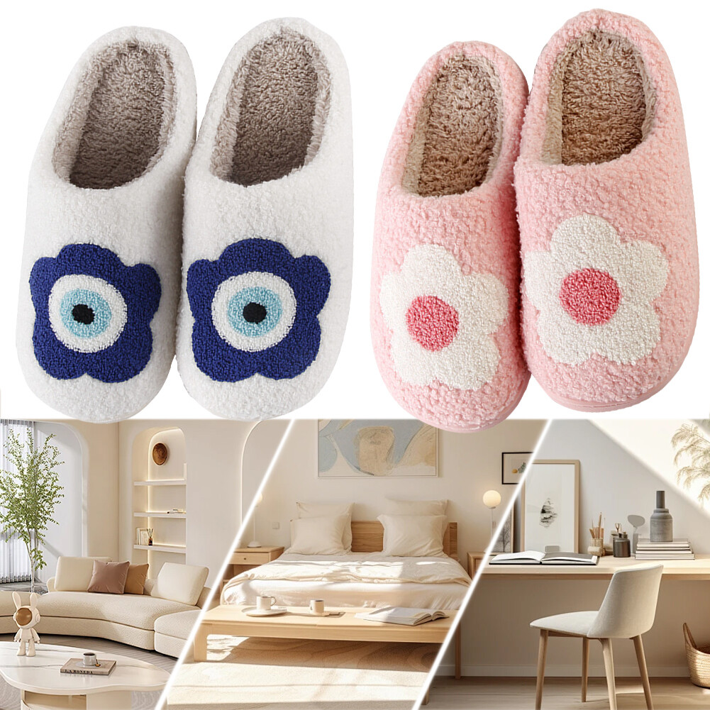 APL Plush Flower Slippers Thermal Flower Slippers Comfortable Non Slip for Men Women
