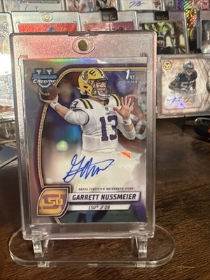 2024 1st Bowman University Chrome Garrett Nussmeier #5 PA-GNU /299 Silver Reflac