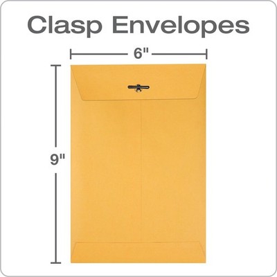 6x9 Clasp Envelopes with Gummed Closure, 28 lb Kraft Paper, 100