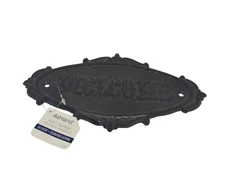 NWT Ashland Cast Iron Welcome Wall Plaque Sign Farmhouse Rustic Home Decor 5x8