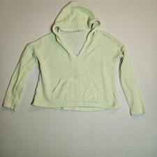 American Eagle Outfitters Women s S Pullover Hoodie Green Knit Waffle Pocket...