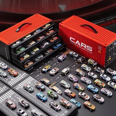 48tlg Pull Back Alu Spielzeugauto Set mit Geschenkbox - Kinder Rennwagen Modellfahrzeug