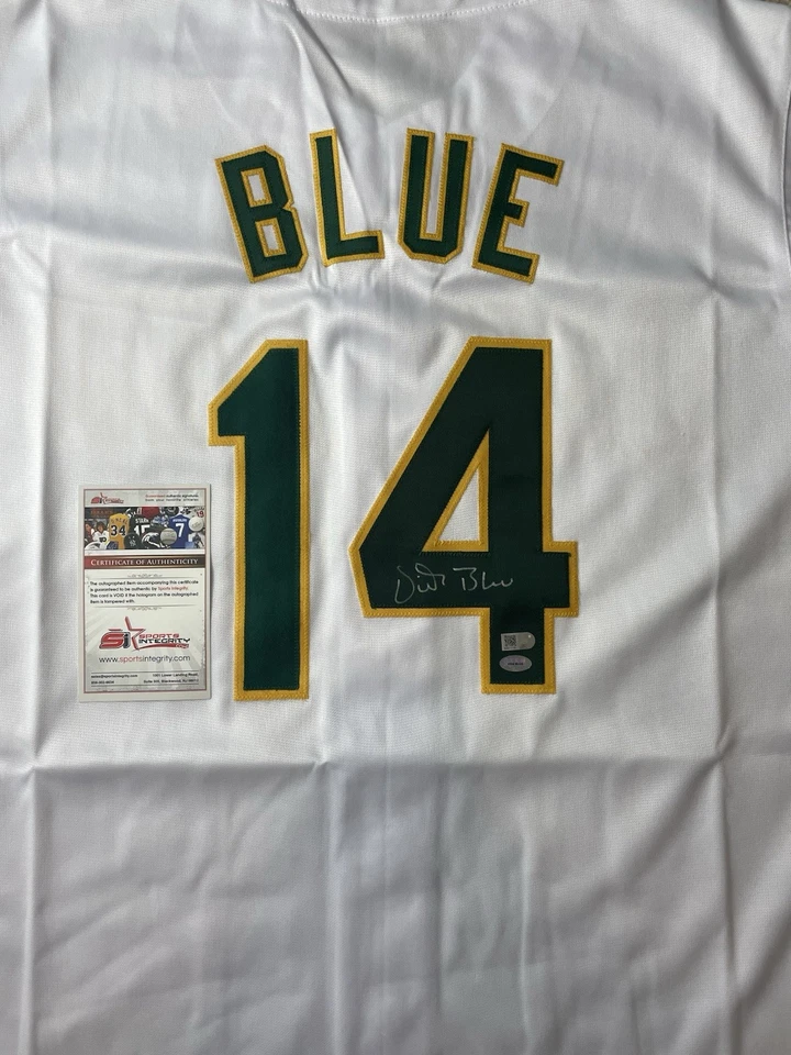Camiseta deportiva personalizada Vida azul/autografiada Oakland A's blanca/certificada de integridad deportiva Foto 2 de 4