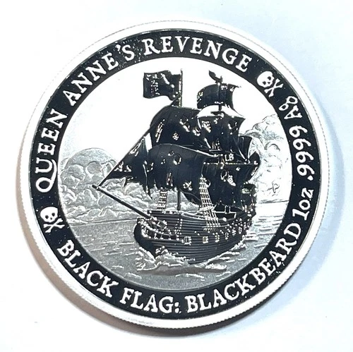 2019 Black Flag Blackbeard Queen Anne’s Revenge 1oz Silver Bullion Coin