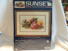 C-25 DIMENSIONS SUNSET COUNTED CROSS-STITCH KIT  ROSE CUTTINGS  