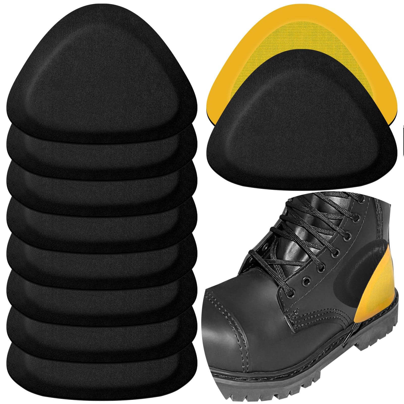 4 Pair Leather Heel Pads, Grips Liner Cushions for Pain Relief, Black