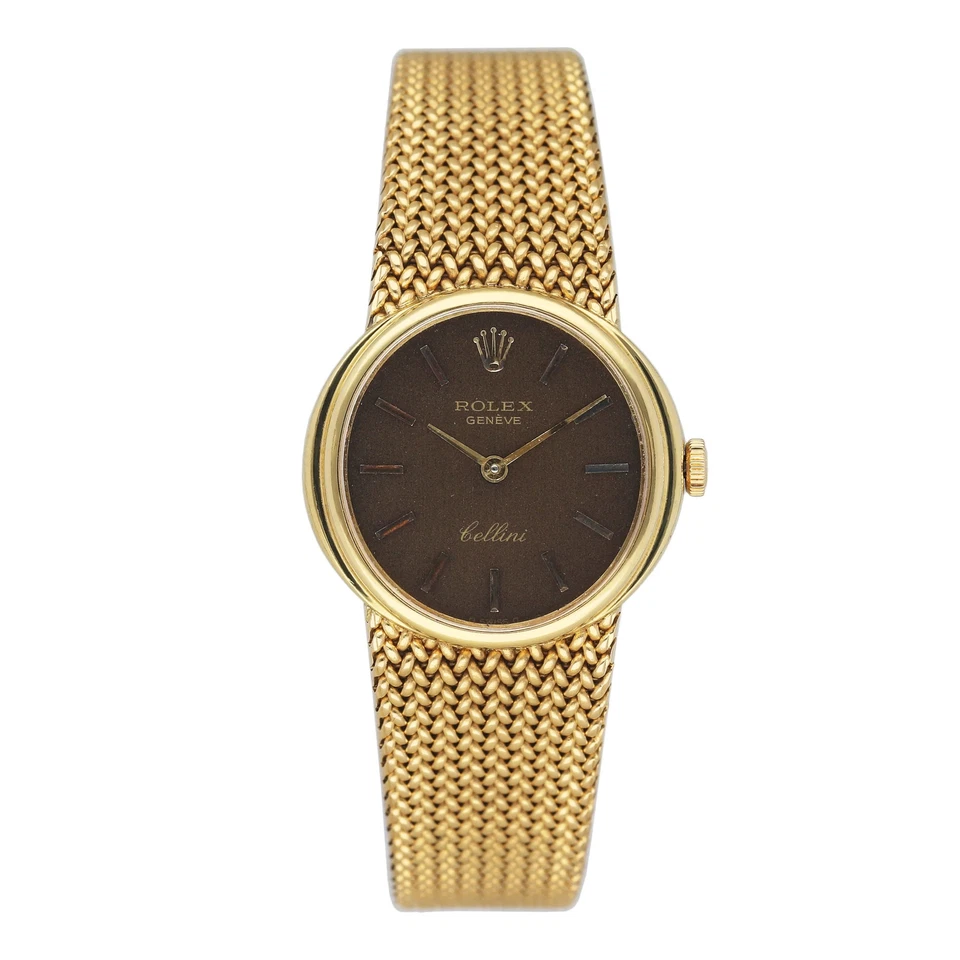 Rolex Cellini Vintage Brown Dial 18K Yellow Gold Ladies Watch
