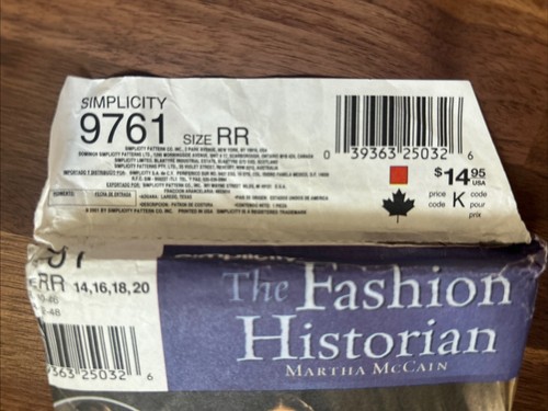 SIMPLICITY #9761 Civil War Era Two-Piece Dress 1850-1860 Size  RR 14-20 UNCUT - Picture 6 of 6