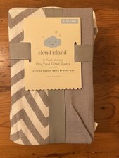 Cloud Island 2 Pack Jersey Pack  Play Yard Fitter Sheets Gray 100 Cotton NEW