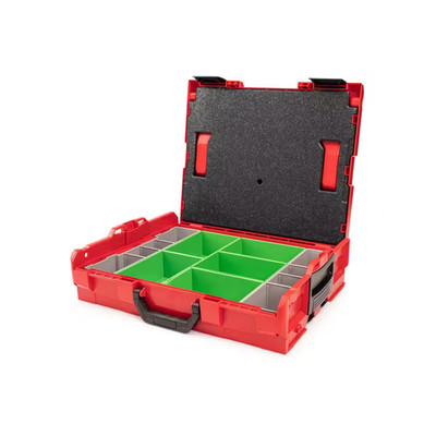 Shallow Stacking Tool Box (L-BOXX 1) with 7-Piece Organizer Bin Set and Lid Inse
