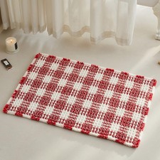 Waffle Bath Mat, Boho Christmas Bathroom Rugs Non Slip Washable Absorbent Che...