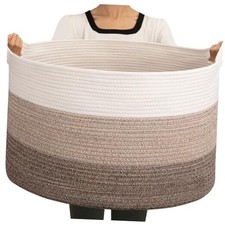 Extra Large Storage Basket, 23" x 13" Woven Blanket Storage for Gradient Brown