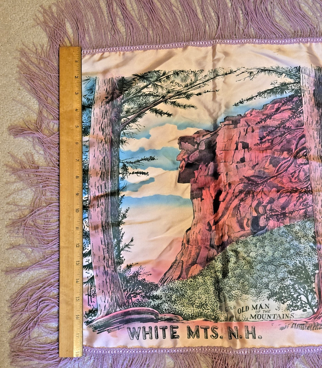 【新品】old mountain Veroa Cushion Cover OLD MAN OF MOUNTAIN Pillow Cover Souvenir NH VTG Fringed Satin MCM