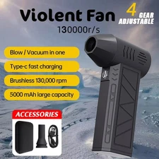 130000RPM Cordless Electric Air Duster Brushless Motor Mini Turbo Fan USB Blower