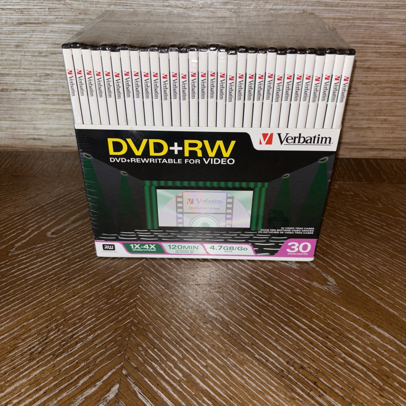 Verbatim DVD-RW Blank Discs 4.7GB 4X Recordable - 30pk BLUE/GRAY 
