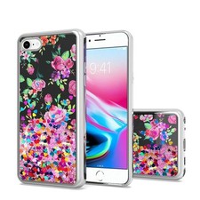 "GSA Liquid Glitter Rose Case for iPhone SE 2022/8/7 - Black Pink"