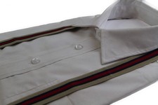 Boys Adjustable Latte, Navy  Red Striped Patterned Suspenders