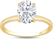 Lab Grown 1.06 CT's Oval Cut EFG VS CVD Solitaire 14k Yellow Gold Diamond Ring