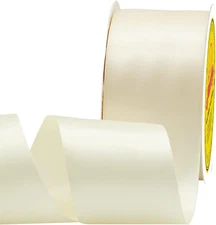 Double Face Ivory Satin Ribbon 2 Inch X 25 Yards Polyester Ivory Ribbon for Gift