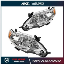 Pair Headlight Assembly Fit For 2011 2012 2013 Toyota Corolla Halogen Chrome