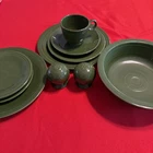 Vtg Fiesta HLC FiestaWare USA Forest Green 10 Pc Set Tea Cup Plates Bowls S&P