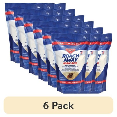 (6 pack) Enoz Roach Away Boric Acid Powder, Roach Killer, 24 oz Pouch, 3 Pack