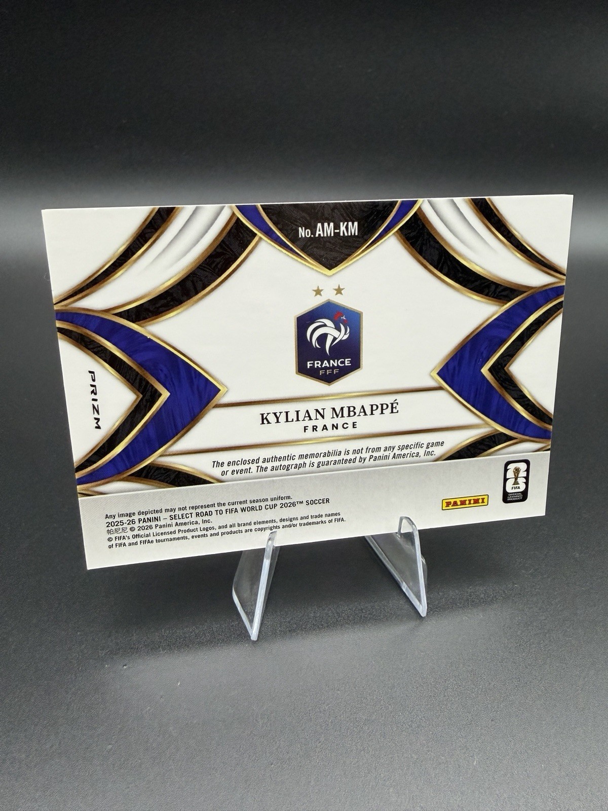 2025-26 Kylian Mbappe Select Road to World Cup Patch Autograph  view 3