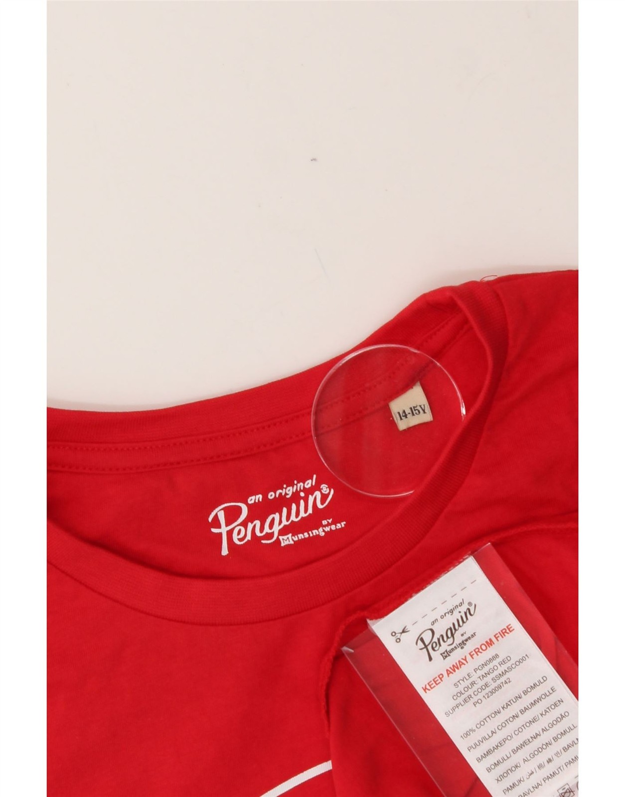 PENGUIN Boys Graphic T-Shirt Top 14-15 Years Red Cotton AS04 image 3