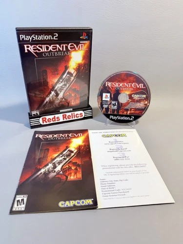 Resident Evil: Outbreak (Sony PlayStation 2, 2004) CIB Very Good - Pristine CD