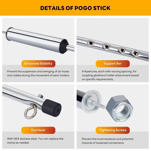 40' Swivel Pogo Stick for Semi Truck & Air Brake Line, Heavy Duty Stainless Stee - Foto 5 di 7