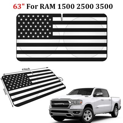 US Flag Car Windshield Sun Shade Heat Block Cover Shield For RAM 1500 2500 3500