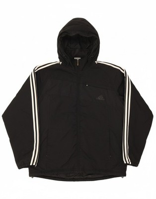 Adidas wattierte Herrenjacke mit Kapuze UK 36 Small schwarz Polyester BN23