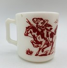 Vtg  1950 Hazel Atlas Davy Crockett Indian Fighter Milk Glass Cup Children’s — photo 3
