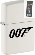 Zippo 61904 James Bond 007 Logo White Matte Finish Lighter + FLINT PACK