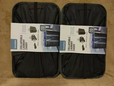 Lot of 2: Collapsible Laundry Tote Large Foldable Clothes Hamper / Caddy BLK