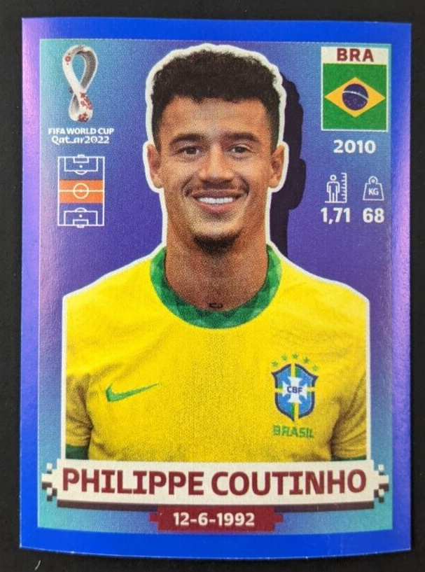 Philippe Coutinho BRA 11 BLUE 2022 Panini FIFA World Cup Qatar