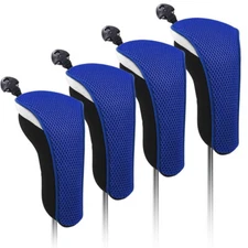 4Pcs/Set Golf Club Head Covers Interchangeable Protecter Blue Wood Hybrid No.Tag