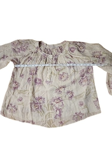 Blusa Vanessa Bruno Talla 40 (US 8) Crema 1/4 Botón Floral Mezcla Seda Tobago - Imagen 7 de 8