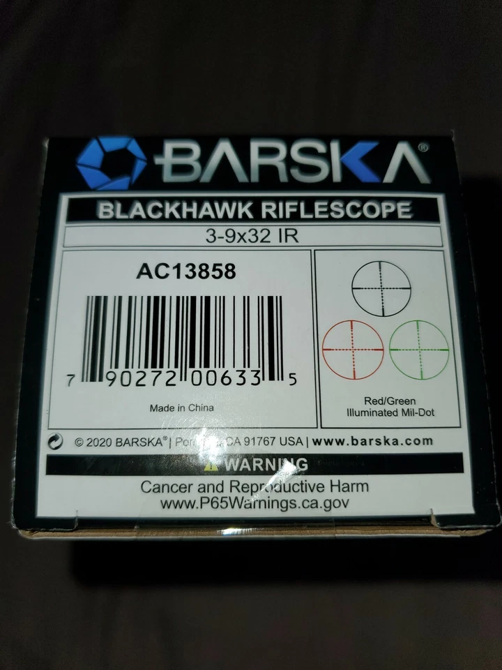 Mira para rifle Barska 3-9x32 mm verde y rojo Mil-Dot IR Blackhawk AC13858 Foto 2 de 2