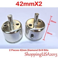 2 X 42mm Diamond Coated tool drill bit hole saw round glass ceramic marble