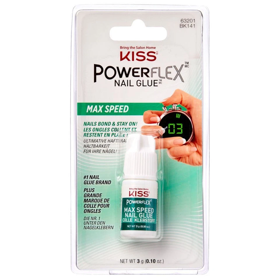 Kiss False Nails Powerflex Nail Glue for False Nails - Max Speed - 3g / 0.10oz