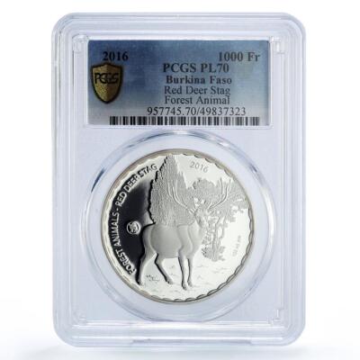Burkina Faso 1000 francs Forest Animals Deer Fauna PL70 PCGS