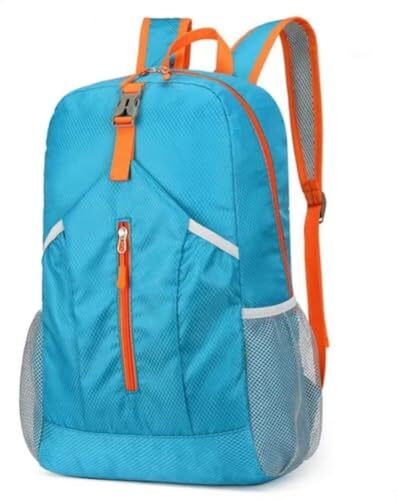 Lightweight foldable hiking backpack splash proof in sky blue