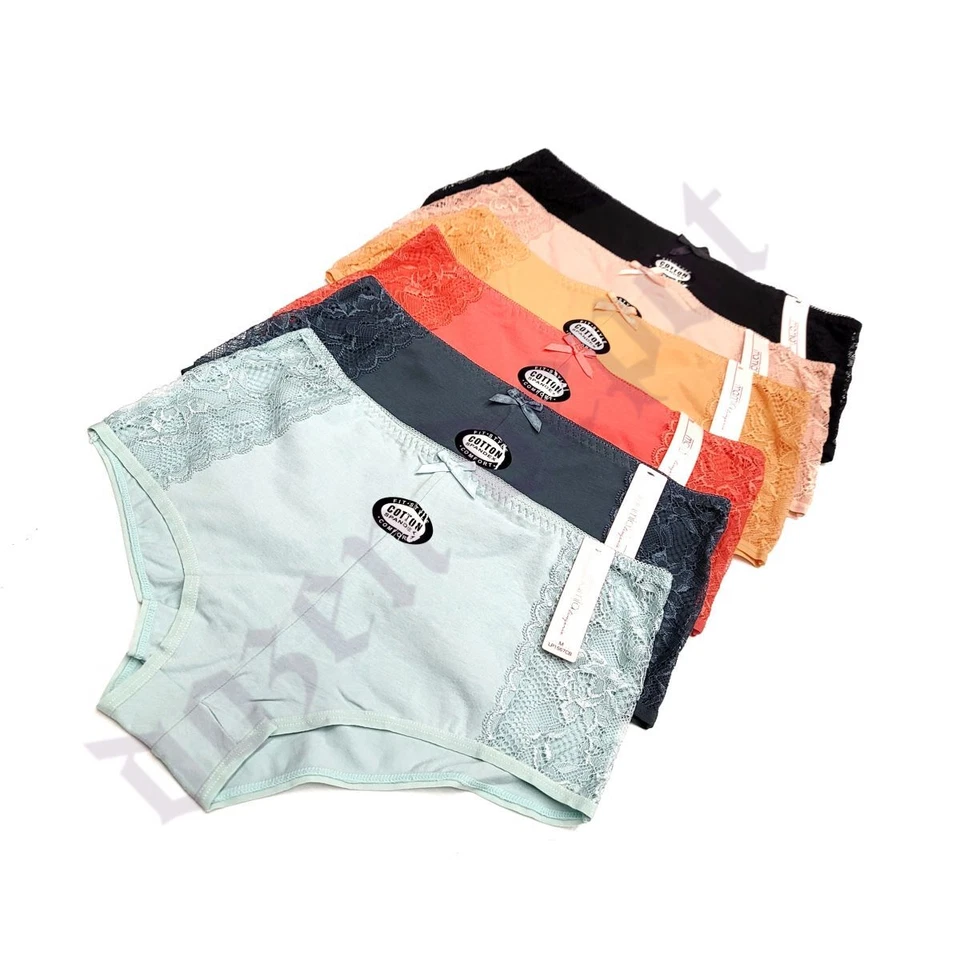 Lote 6 Mujeres Suave Algodón Encaje Hipster Botín Pantalones Cortos Boyshort No Show Panty Foto 3 de 4