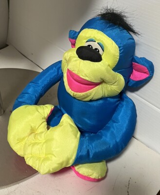 Vintage Fisher Price Chattering Chimp Plush Toy Monkey Blue 1994