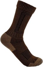 Carhartt Men's Merino Wool Comfort-Stretch Steel Toe Socks X-Large, Brown